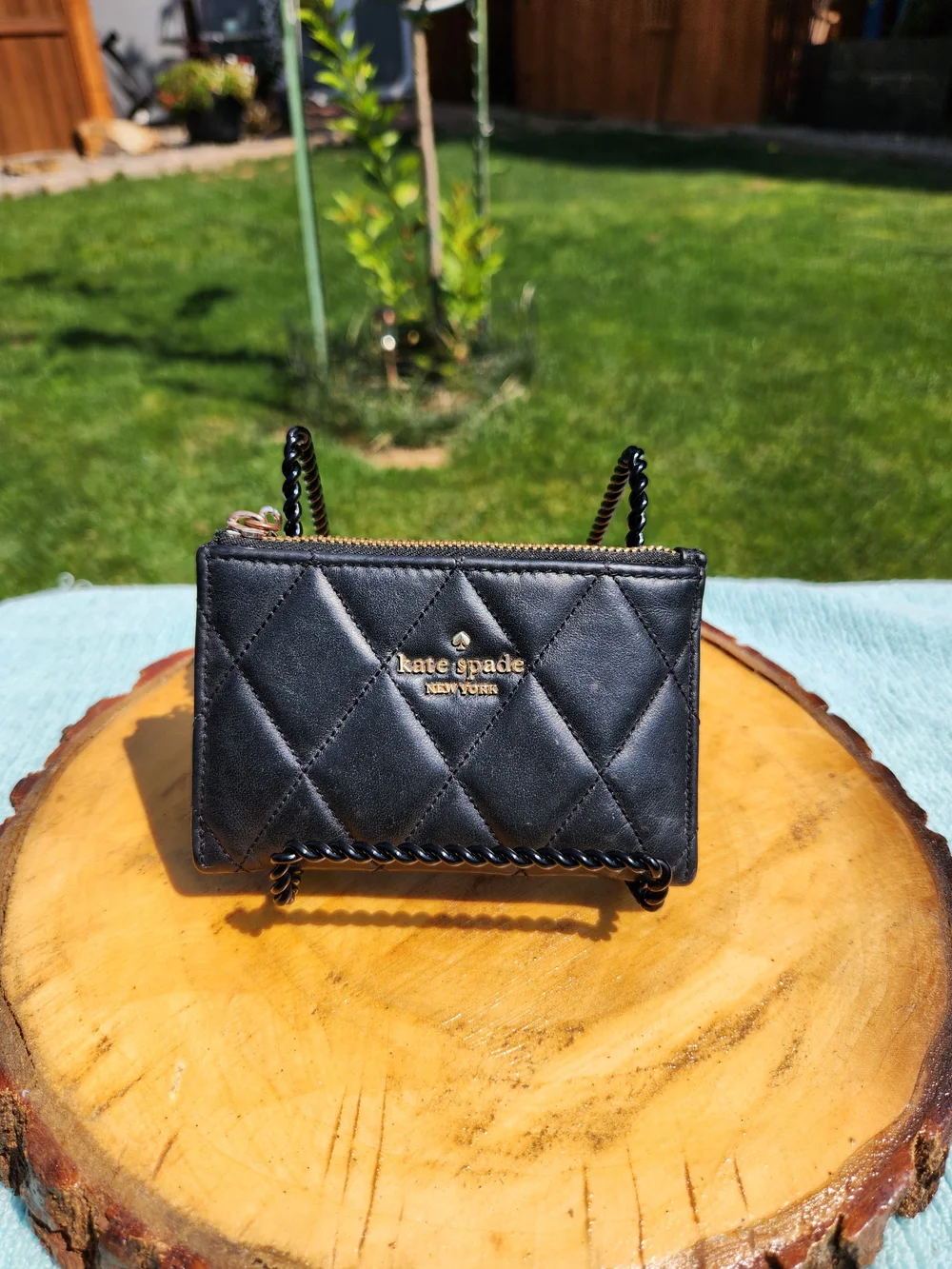 Kate Spade Quilted Black Leather Card Holder